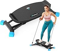 MERACH Balance Board: Ski Stepper with Resistance Bands, LCD Monitor, 300lbs Capacity for Home Cardio & Balance Training