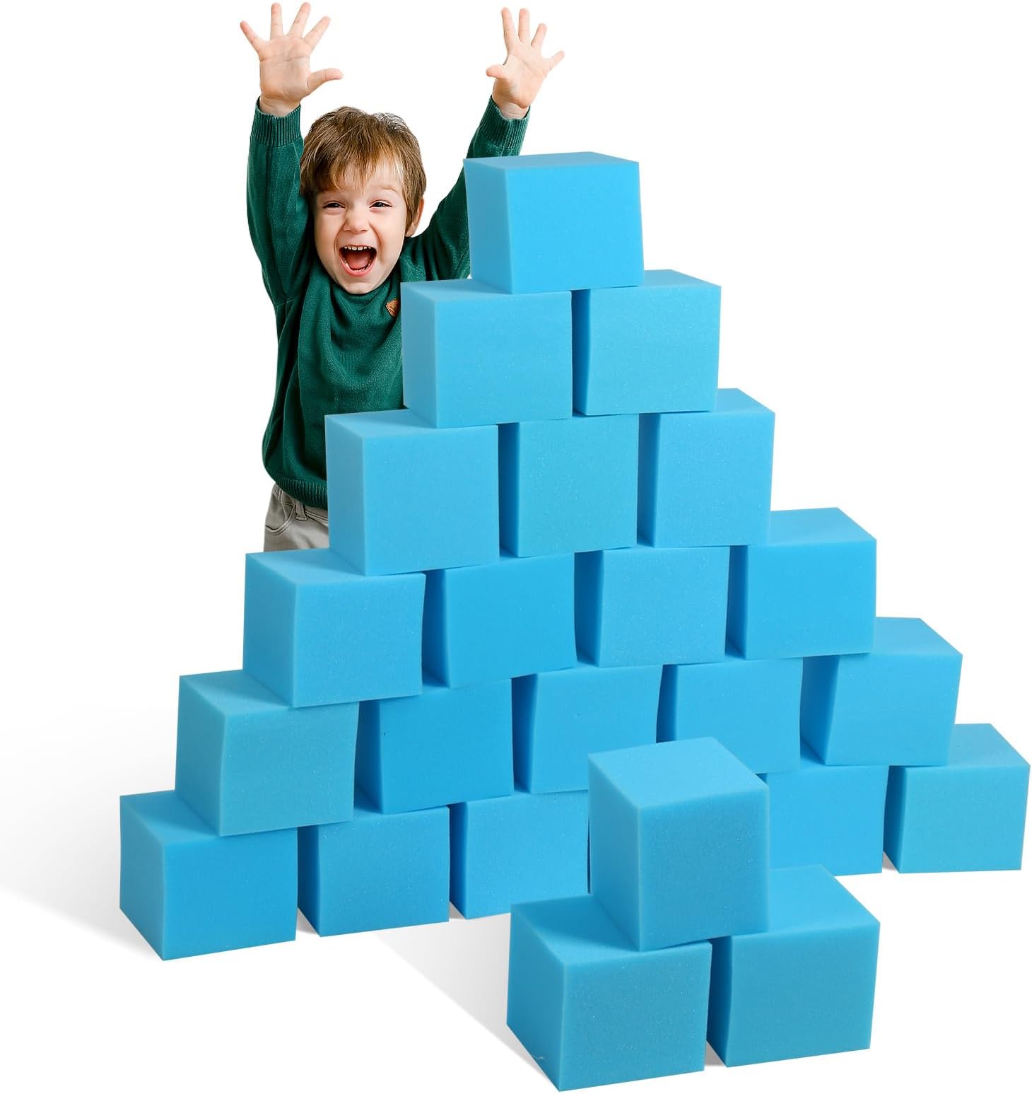 Foam Pit Cubes Blocks - 5" x 5" x 5" Sponge Form Cubes for Foam Ball Pits, Gymnastics, Freerunning and Parkour Courses, Skateboard Parks, BMX, Trampoline Arenas - Blue