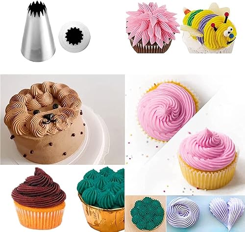 Miniatura 6 de Meao Juego de 4 puntas grandes para tuberías  Kit de boquillas de acero inoxidable para pastelería, cupcakes, pasteles, galletas, decoración #4