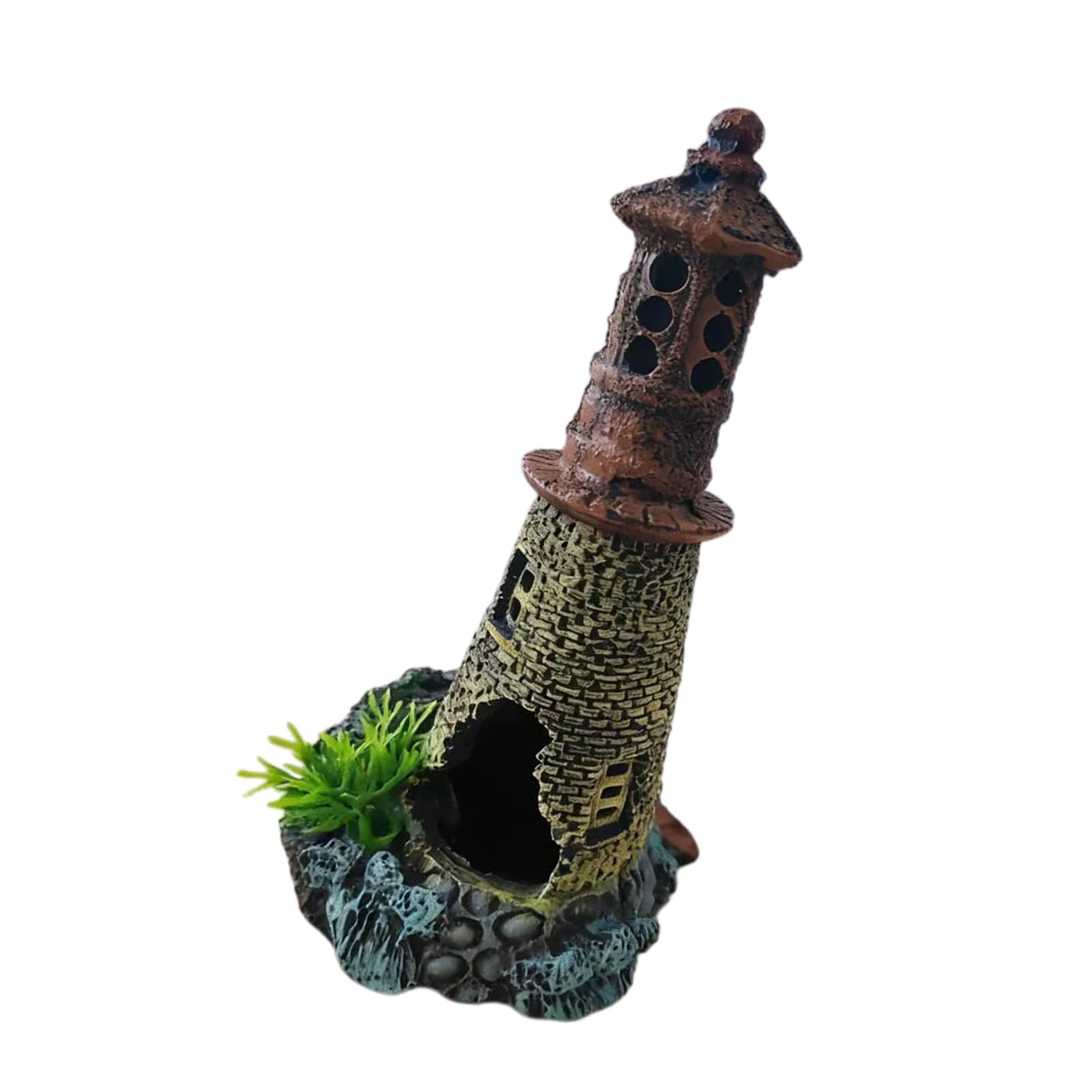 Hrtyvhin Realistic Fish Tanks Lighthouse Sculpture Aquariums Decoration Simulation Lighthouse Shape Offices Sculpture Fish Tanks Underwater Decoration