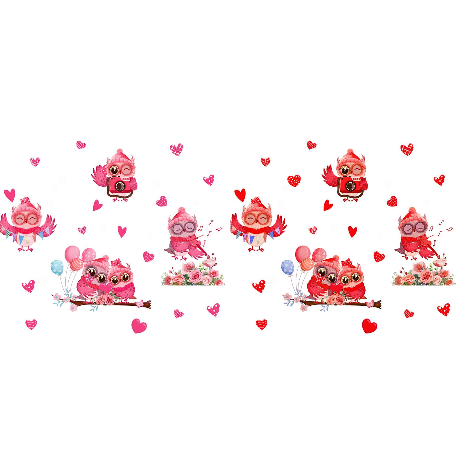 2pcs Valentines Day Window Clings Stickers Party Supplies Home Decorations Wedding Ornaments Heart Owl Wall Stickers Window Clings
