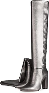 Amazon.com: Botas altas para mujer, 4.3 in, tallas grandes, tacón grueso,  patrón de lychee puntiagudo, botas largas, pasarela de moda, club nocturno  de trabajo diario para fiestas de caballero delgadas botas de
