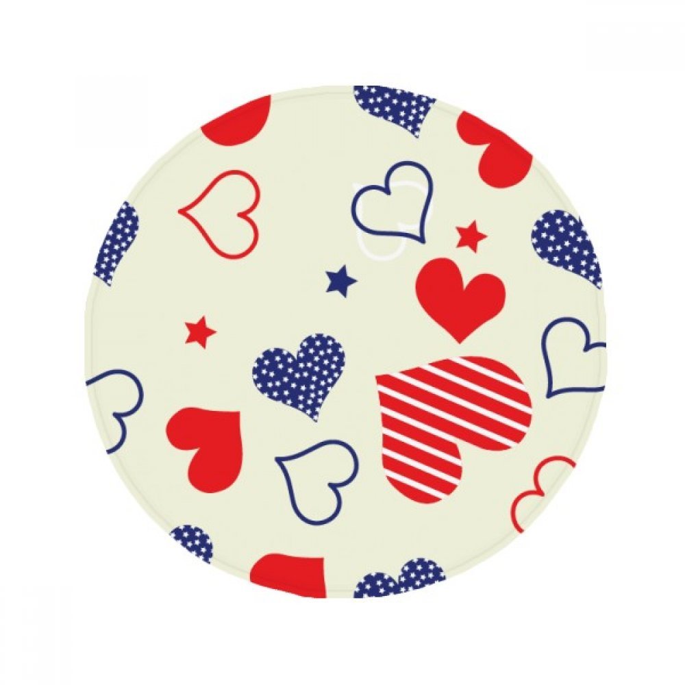 Tapis de bain rond anti-dérapant 50x50 cm motif cœur et pentagramme rouge et bleu