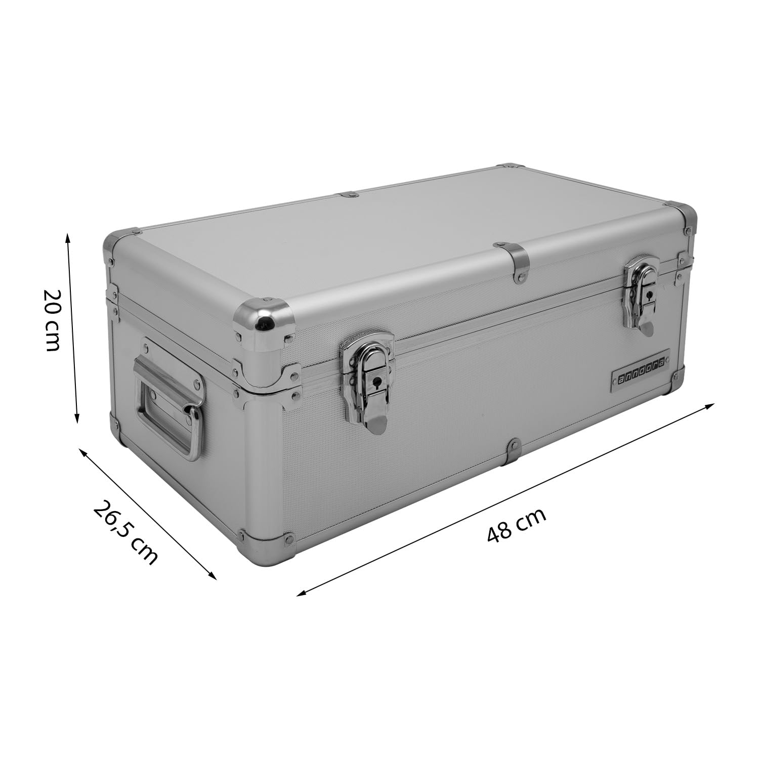 anndora Aluminium - Rahmenkoffer - Transport-Box - Koffer in Silber mit 19 Liter Fassungsvermögen - Werkzeugkiste abschließbar - 48 x 26,5 x 20 cm