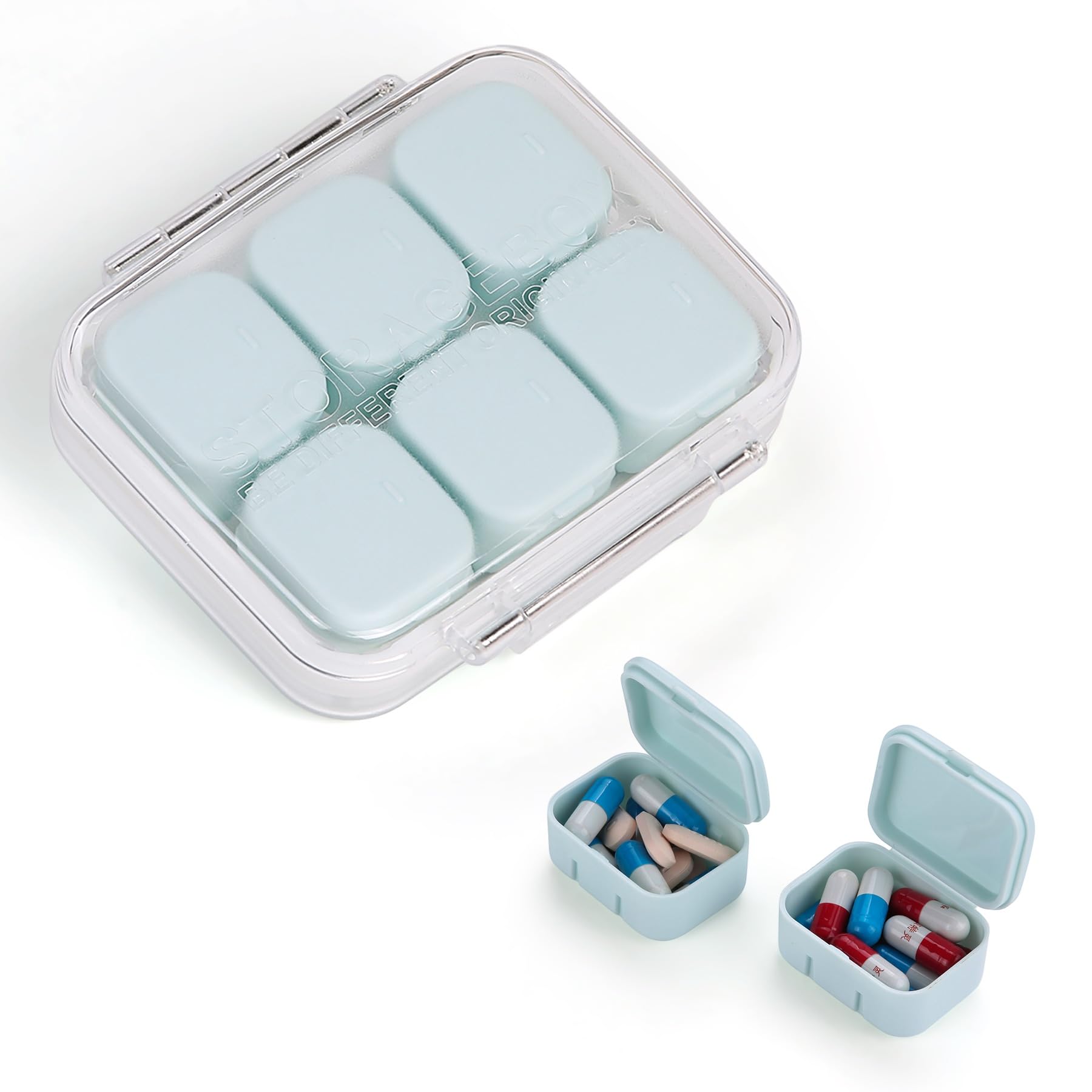 RICHCEE Organizador diario de píldoras de 10 compartimentos para bolso de bolsillo, píldoras portátiles diarias, aceite de pescado/vitaminas/caja de suplementos (azul)