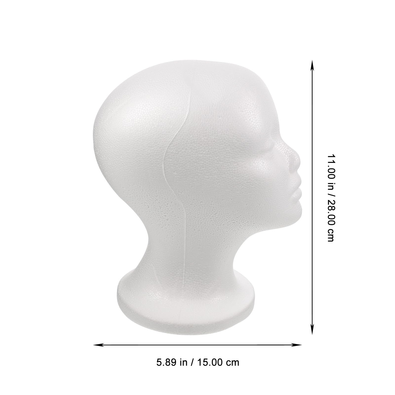 Testa di Manichino in Schiuma Bianca 2 Pezzi per Esposizione Parrucche Cappelli Occhiali Uso Professionale in Saloni e Negozi
