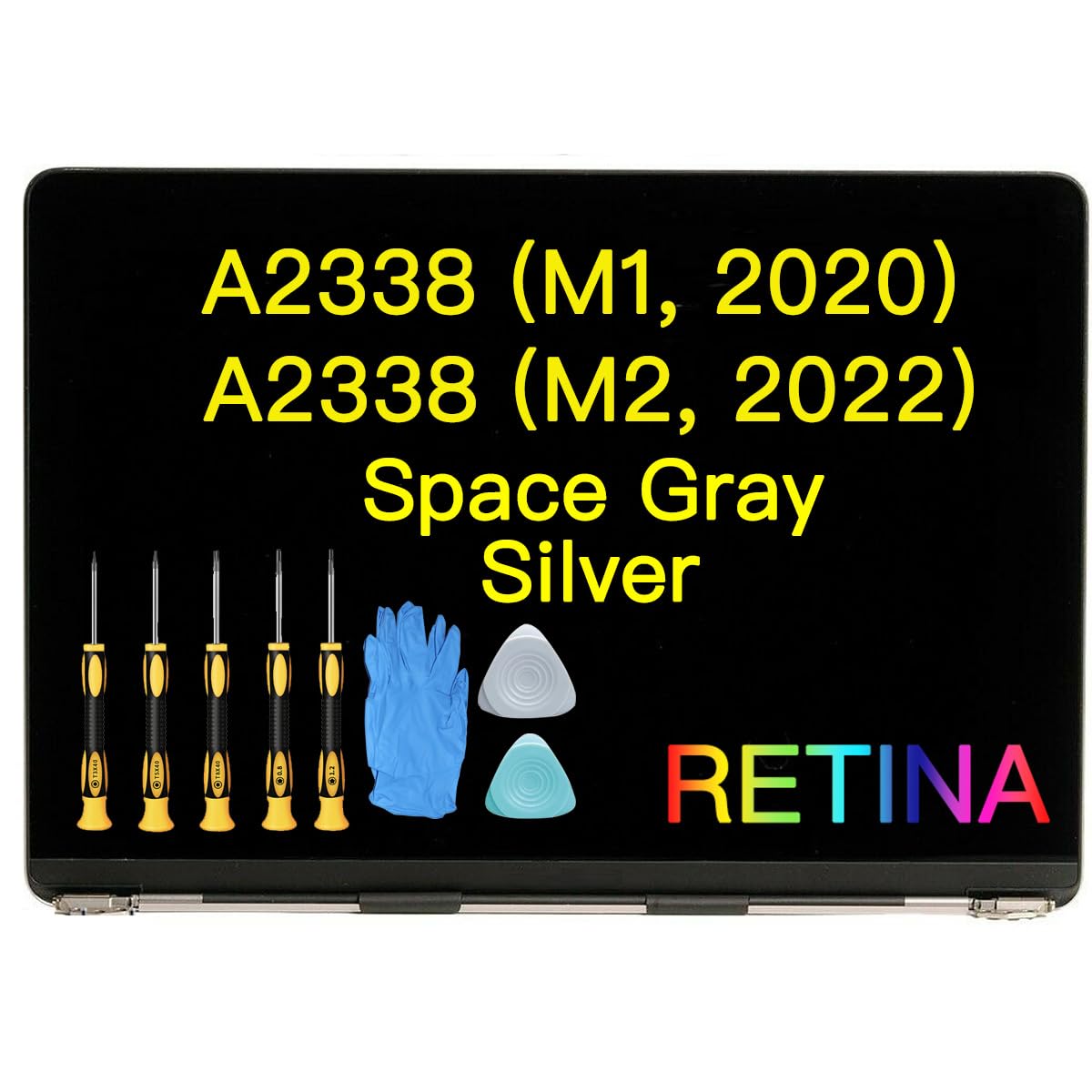 (Silver) LCD Screen Replacement for MacBook Pro A2338 EMC 3578 M1 M2 Retina Full Display Assembly A+++ FOCUS LCD