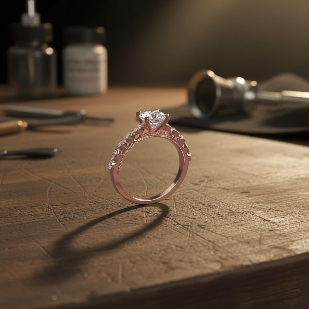 1 Carat Diamond Engagement Ring in 14K Solid Gold