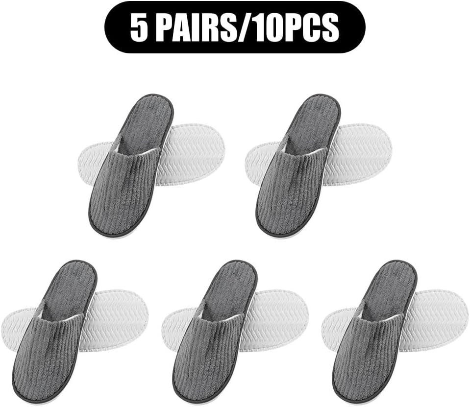 FutrLiv Coral Fleece Slippers - 5 Pairs of Unisex Closed-Toe Non-Slip Hotel Slippers, Ideal for Home, Travel, and Guest Use, Comfortable & Portable 10 61ahOd8ORoL. AC SL1000