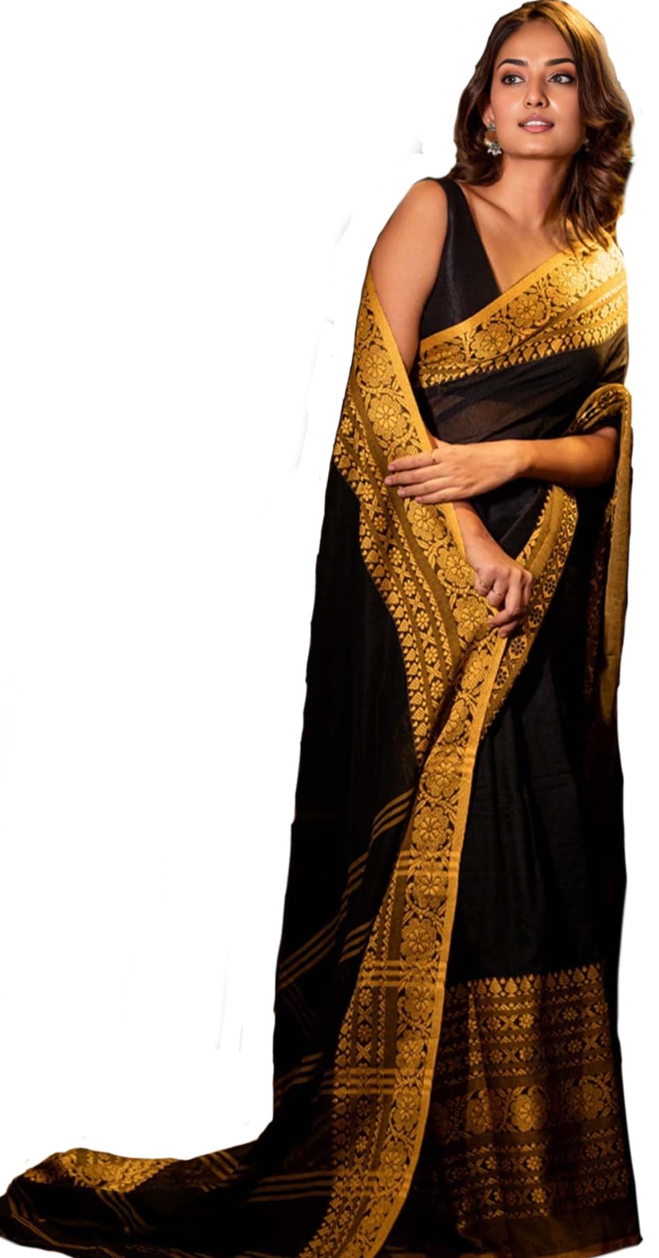 Dual Tone Plain Pure Kadhi Cotton Saree with Blouse Piece – Ultra Soft Lightweight Handloom Saree – Ideal for Casual, Office –Body Hugging Cloth |Saree (6.30 Metre)