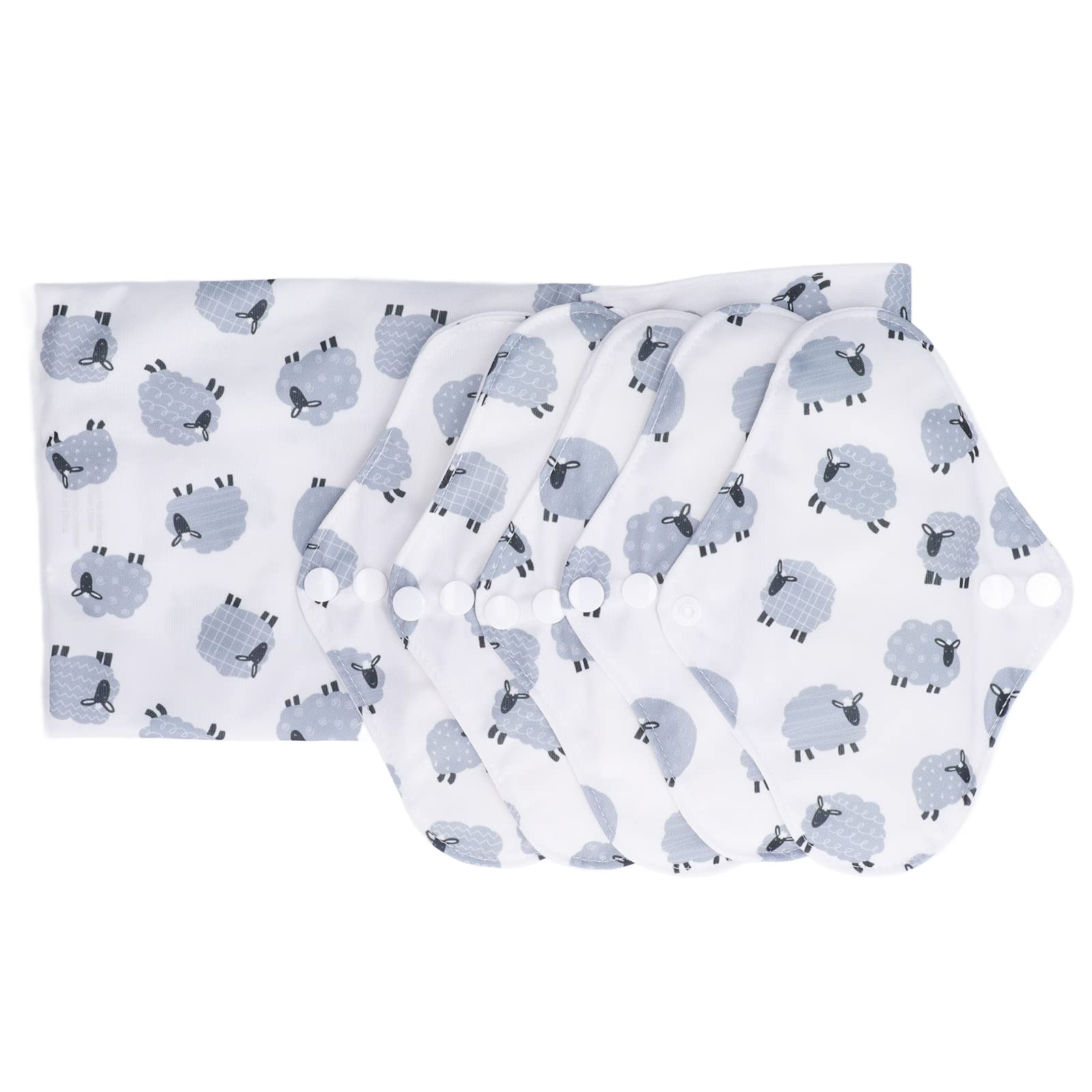 Washable Menstrual Pad, Reusable and Breathable Sanitary Napkin for Sleeping (Sheep)