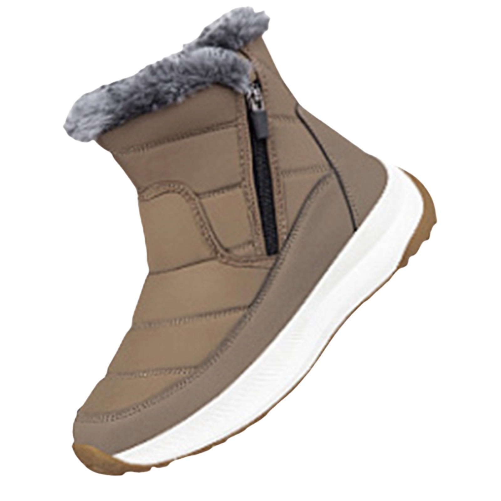 Générique Botte De Neige Femme Fourrées Chaude Imperméable Bottines Confortable Antidérapantes Large Chaussures Chaudes Repousse La Neige Fondue Latéral Zip Bottes Pour Trajets Quotidien