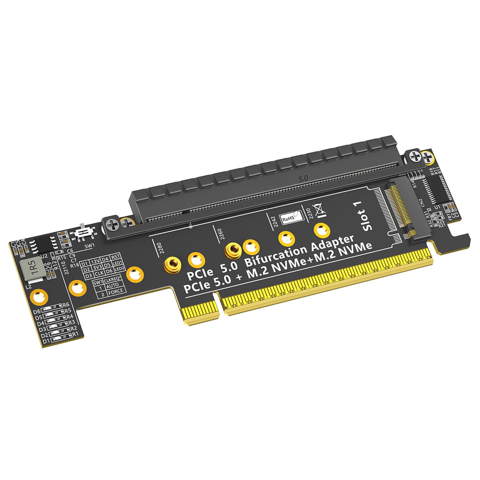 Efficiente PCIe 16X 5.0 Doppio NVMe Scheda Adattatori per Desktop Facile Installa e Trasferimento Dati A 32Gbps Thermals Adattatori