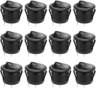 Rocker Switch, Linseray AC 6A/250V 10A/125V 2 Solder Lug SPST On/Off Mini Boat Rocker Switch Car Auto Boat Round Rocker 2 Pin Toggle SPST Switch Snap