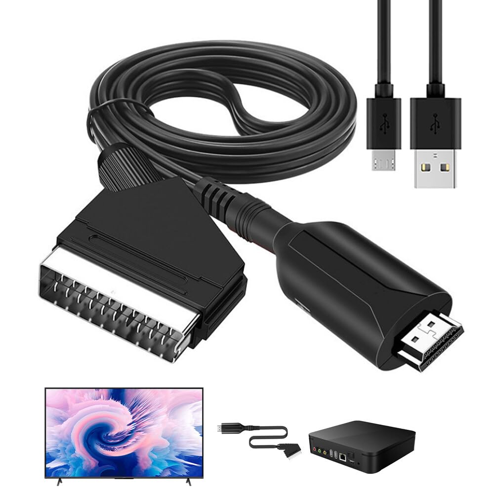 TGKYK Scart to HDMI Converter, 100 cm Scart Cable to HDMI Adapter