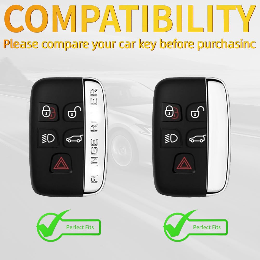 Brązowy pokrowiec na kluczyki samochodowe kompatybilny z Land Range Rover Evoque Sport Velar Jaguar XF XJ XJL F-pace XE E-Pace Discovery LR4 Vogue 5-przyciskowy inteligentny brelok kluczy, etui na