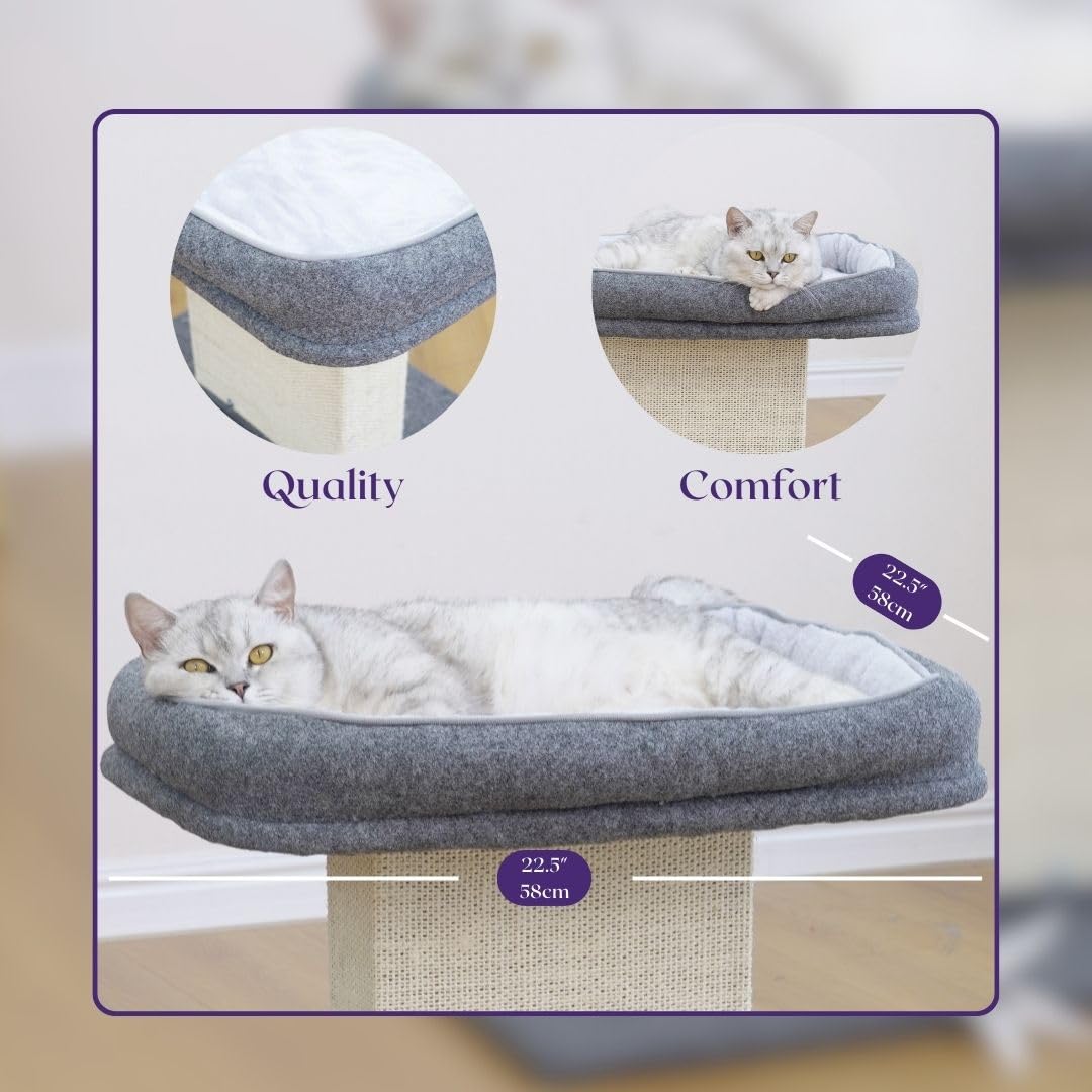 Catry Letto per gatti con tiragraffi – Design minimalista di albero per gatti con accogliente letto per gatti e tiragraffi stuzzicante, allure gattino a rimanere intorno a questo mobile robusto e