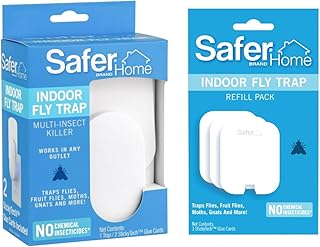 Safer Home SH502 Indoor Plug-in Fly Trap & SH503 Refill Pack of Glue Cards for – 3