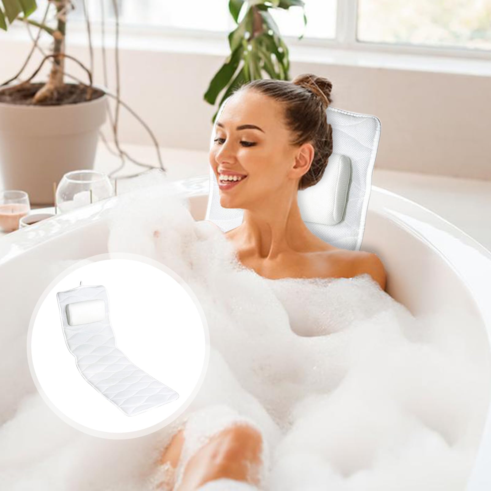 da bagno di lusso con supporto confortevole, per spa da casa con 3D alla | rete di asciugatura rapida | Poggiatesta rilassante con morbida imbottitura per il collo, non slip p