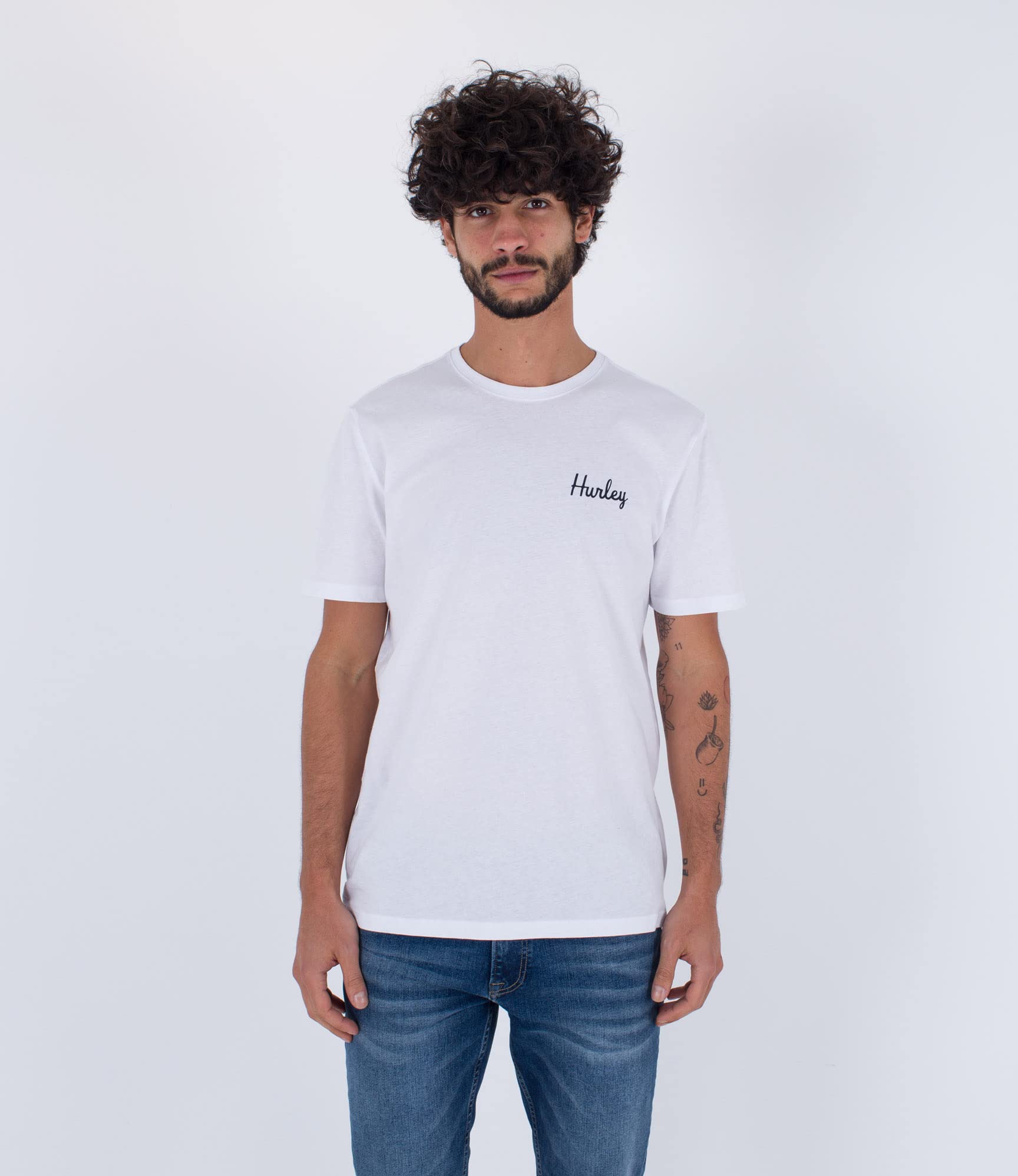 Hurley Men's Evd S/S T-Shirt, White, M