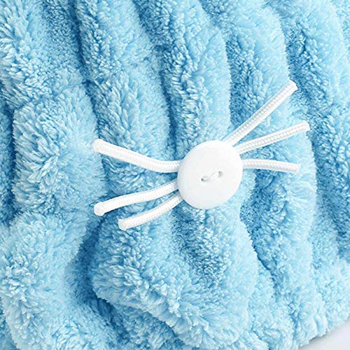 SUNTRADE Hair Drying Towels, Cute Bath Towel Wrap, Quick Drying Bath Cap for Women & Girls,Set of 2, Blue, Pink, 10.6 x 9 inch - Image 3