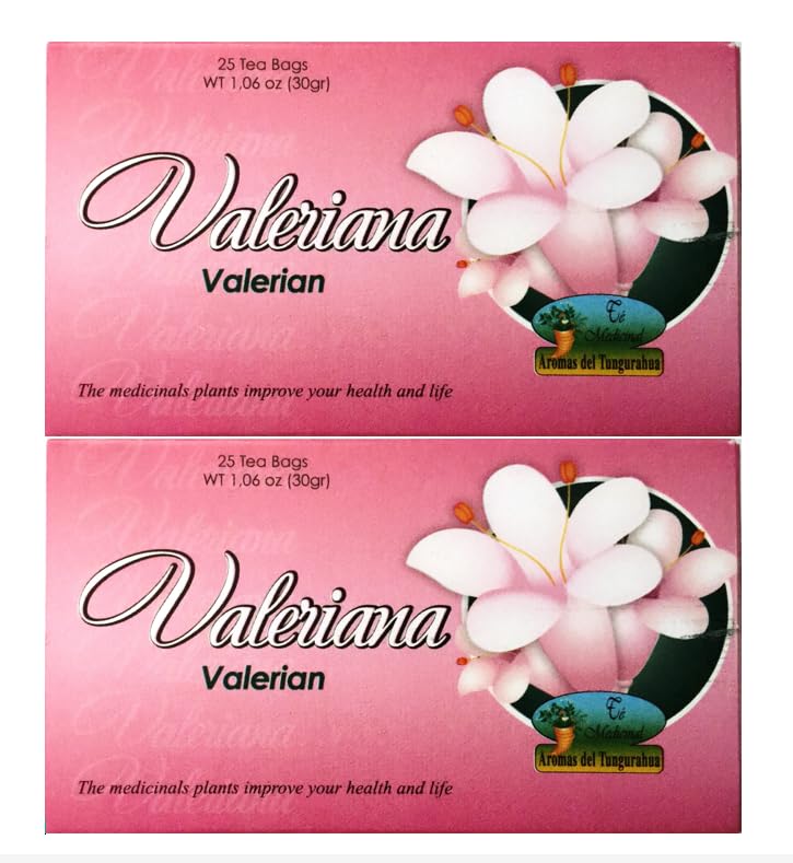 Valeriana Té. 25 Tea Bags. Valerian Tea. 2-PACK (50 Tea bags Total) (50 Bolsas)