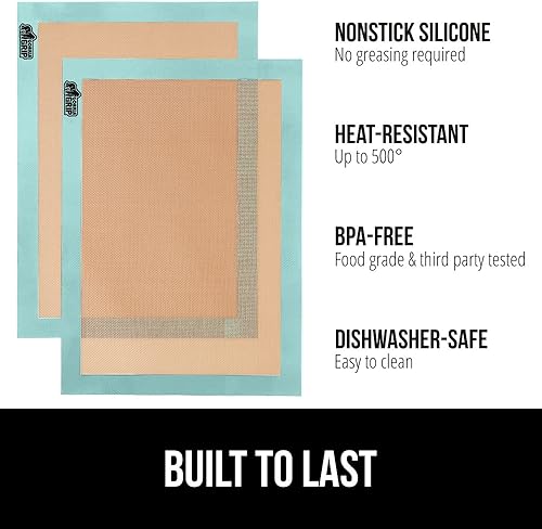 Miniatura 2 de Gorilla Grip Tapete de silicona reutilizable sin BPA, paquete de 2, revestimiento antiadherente para hojas de horno de galletas, resistente al