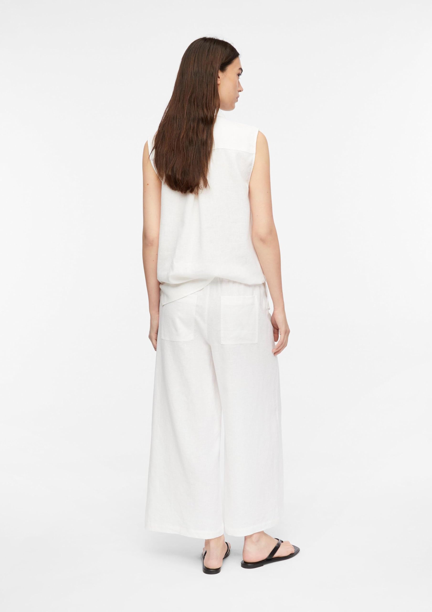 Comma Damen Culotte aus Leinen-Lyocell-Mix – High Rise, Wide Leg, elastischer Bund – Für Business & Festliche Anlässe
