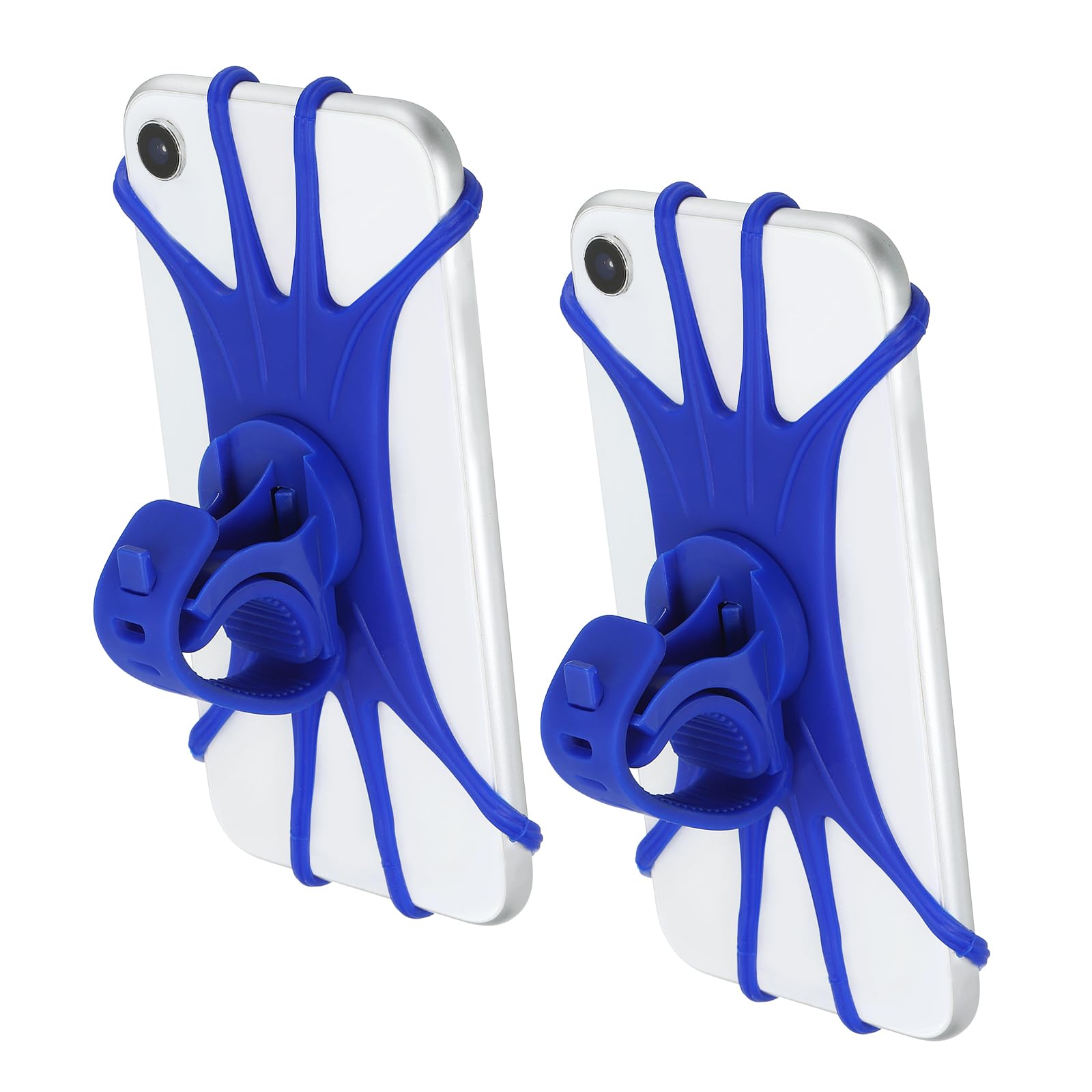 PATIKIL 2Pcs Bike Phone Mount, 360° Rotation Silicone Motorcycle Phone Holder for 3"- 6.5" Phones Adjustable Phone Mount for Motorcycle Bicycle Electric Scooter, Blue