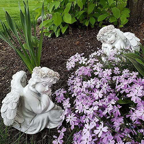 Juliahestia Angel Statue Garden Decor For Outside Solar Outdoor Decorations Cherub For Christmas Yard Porch Home Lawn Gifts (2Pcs) Light Up Figurine Memorial With Halo #TOP5