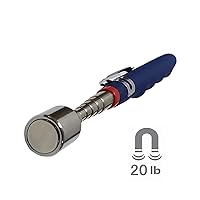 Vista 3 de Pastilla magnética telescópica de 20 libras, herramienta de recogida magnética de garra, 4 garras con luz LED brillante, imán de resorte flexible