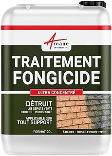 Anti-mousse ultra concentré : fongicide, anti dépôt vert toiture, mur, façade, terrasse, élimine, algues et lichens, 20 L - ARCANE INDUSTRIES