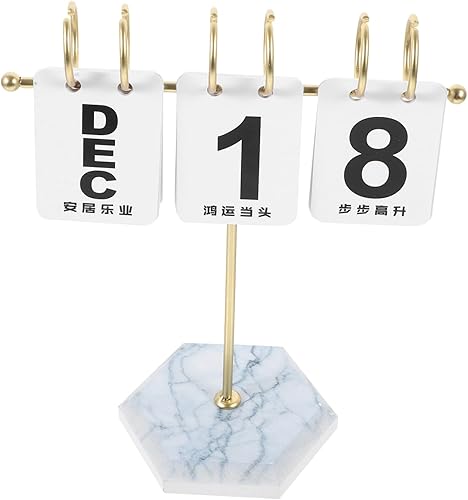 Calendario de escritorio moderno y simple calendario perpetuo, decoración para oficina, hogar, oro blanco, 1 unidad