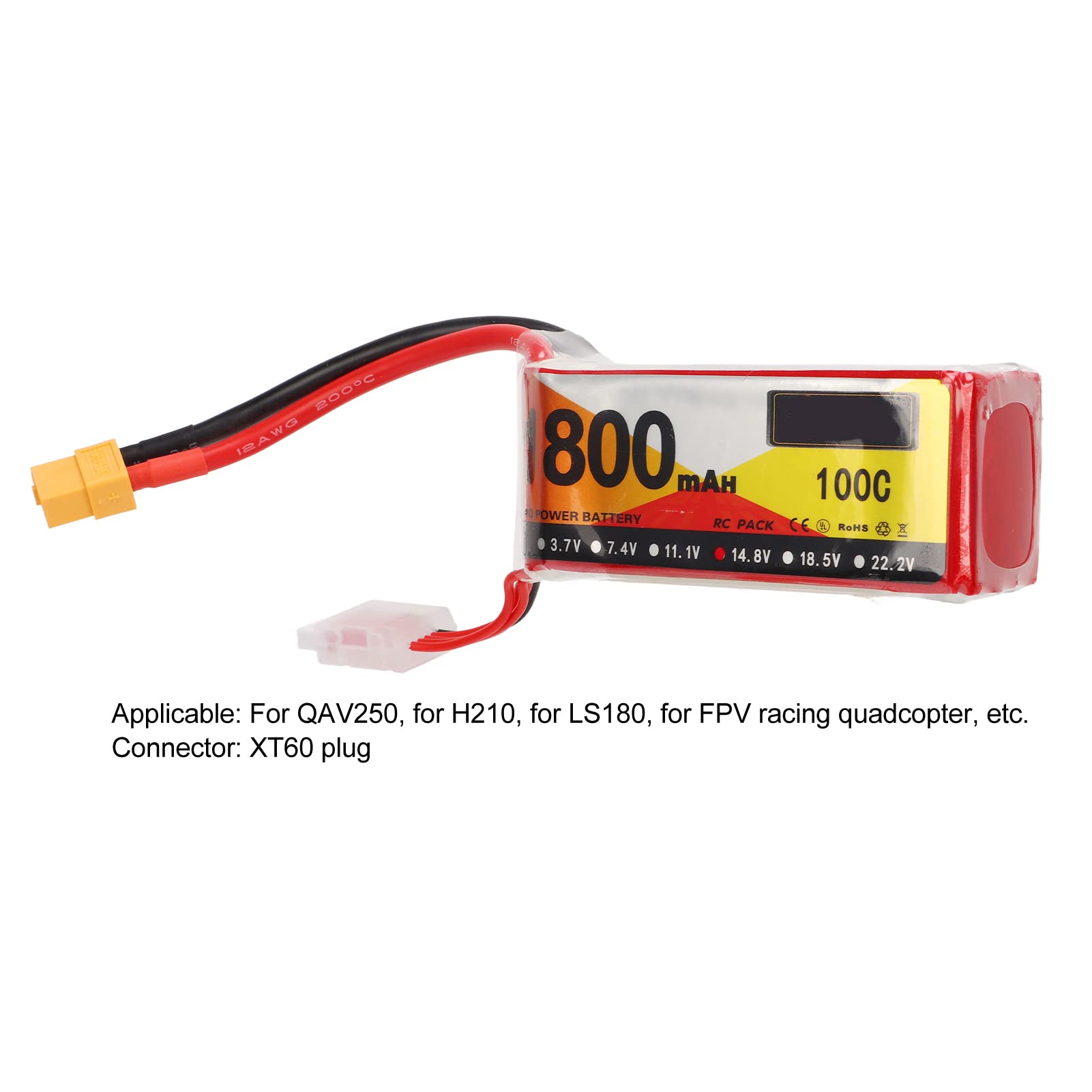 Batteria Lipo da 1800 mAh Velocità di scarica 100C Spina 14,8 V 4 S XT60 Alimentazione a batteria RC per modello di auto in elicottero RC