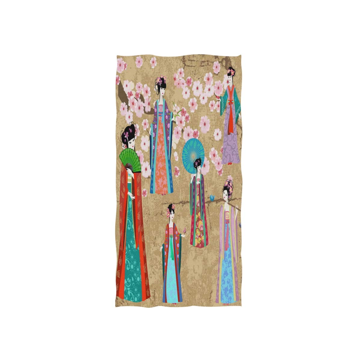 HUYGD Oriental Girl Cherry Blossom Flower Chinese Soft Bath Hotel Spa Hand Gym Sport Towel 76 x 38 cm(30 x 15 Inches)