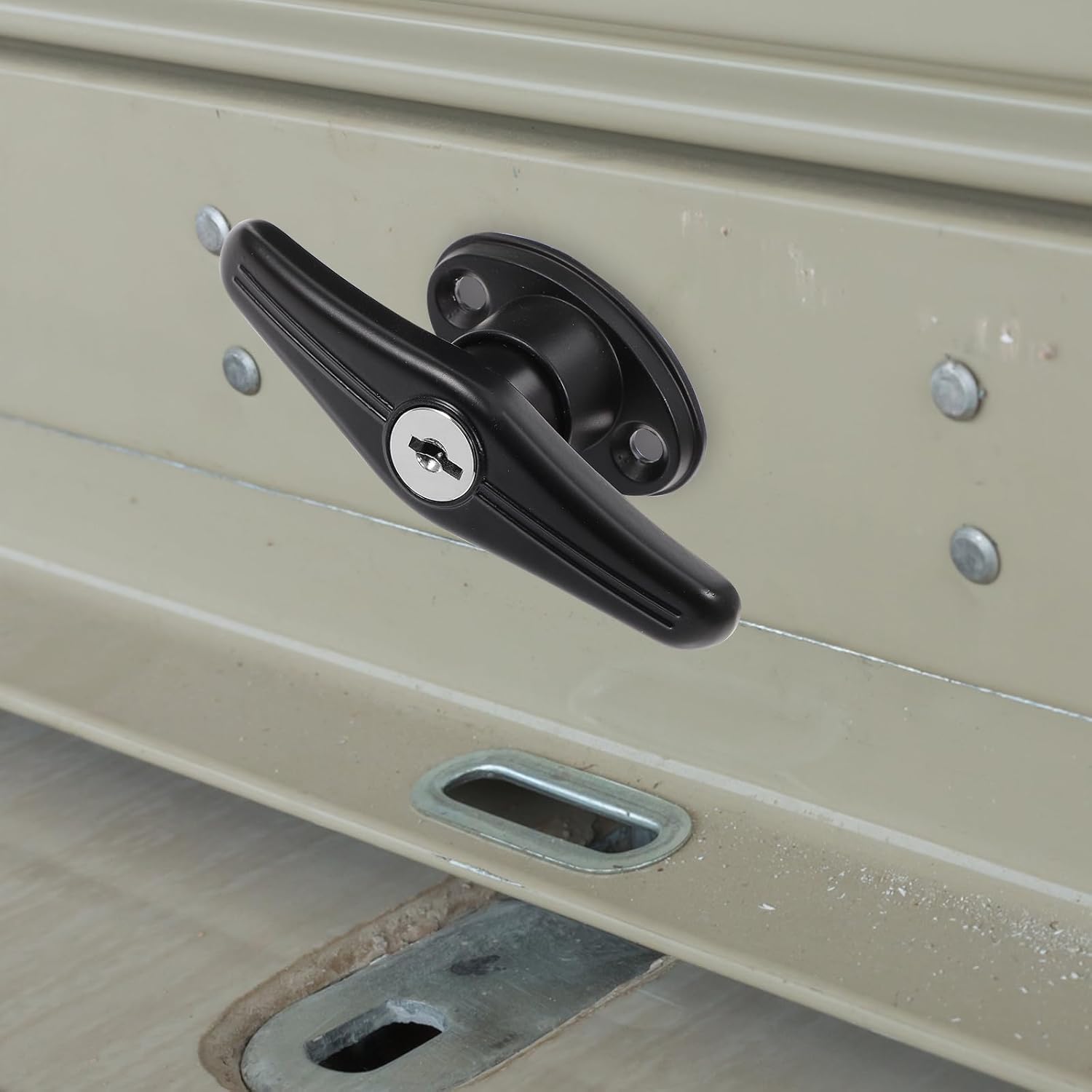 Generic Keyed T-Handle Lock Kit for Garage Door Replacement with Long Shaft Weather Resistant Zinc Alloy Hardware for Sheds Barns and Playhouses Easy Installation