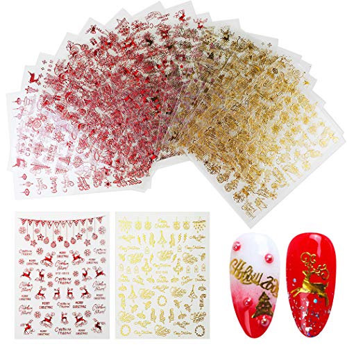 JUSTDOLIFE 18 Sheets Nail Stickers Fashion Decorative Nail Art Decorations for Christmas