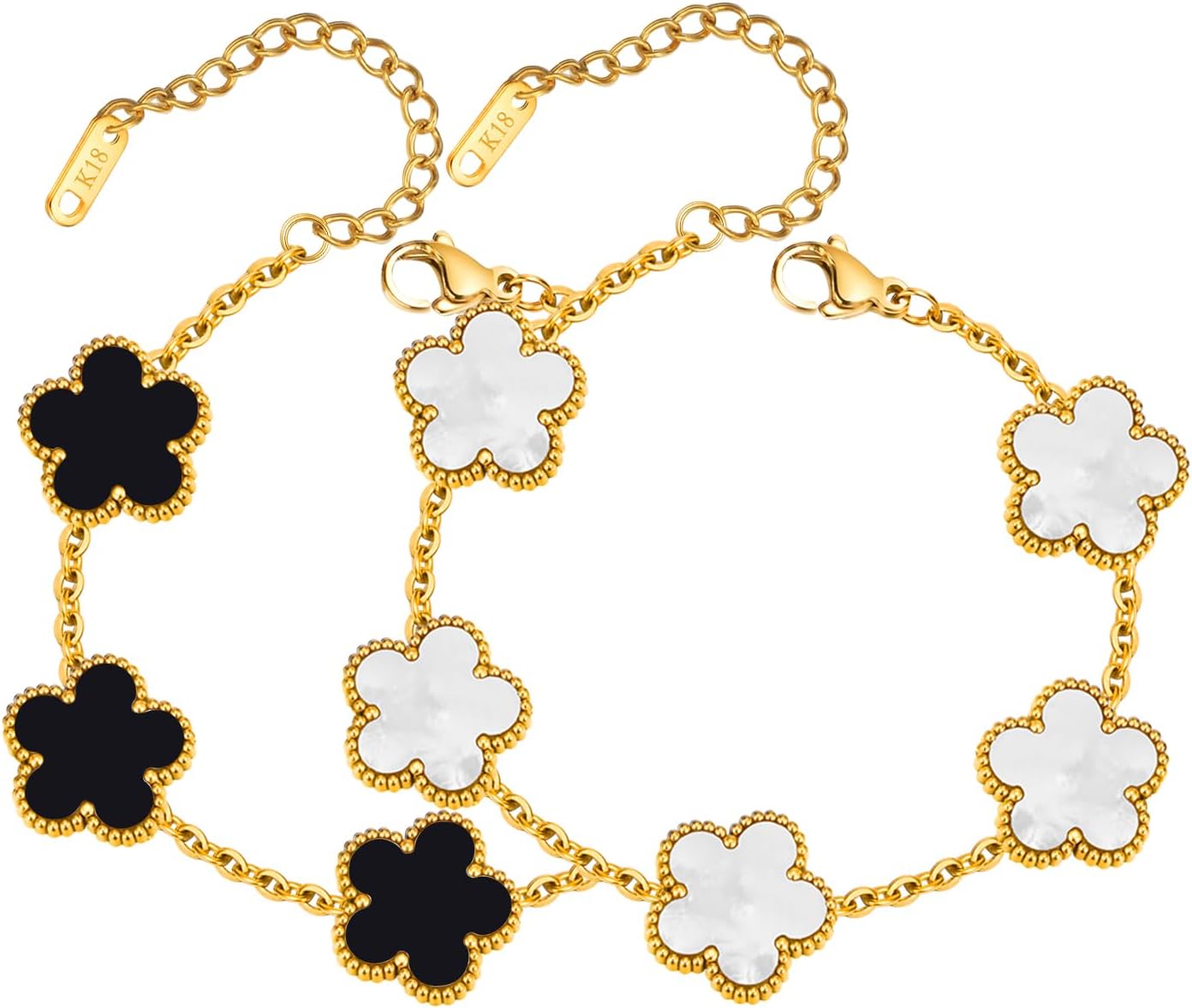 Women Gold Bracelets Jewelry Set 18K Plated Lucky Charm