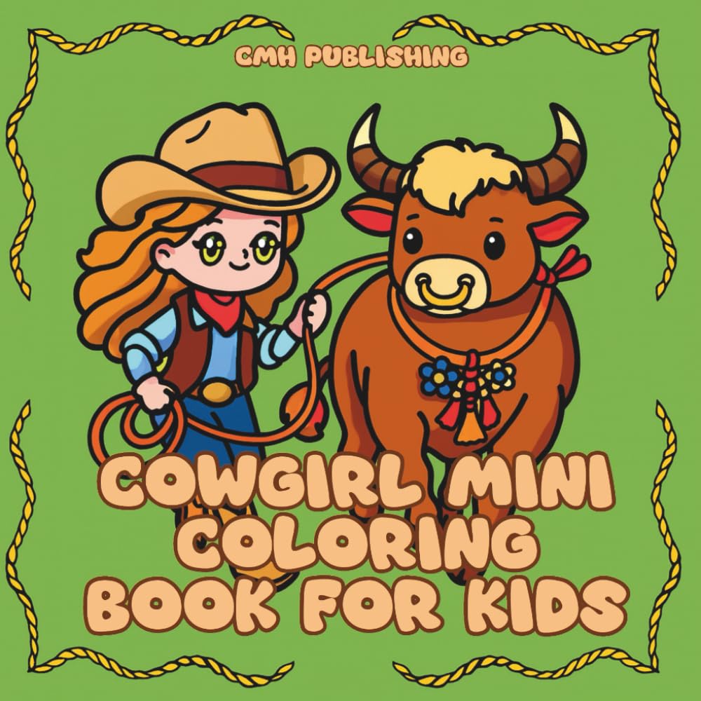 Cowgirl Mini Coloring Book for Kids: Bold & Easy Mini Western Coloring Pages, Single-Sided Travel Coloring for Kids & Teens