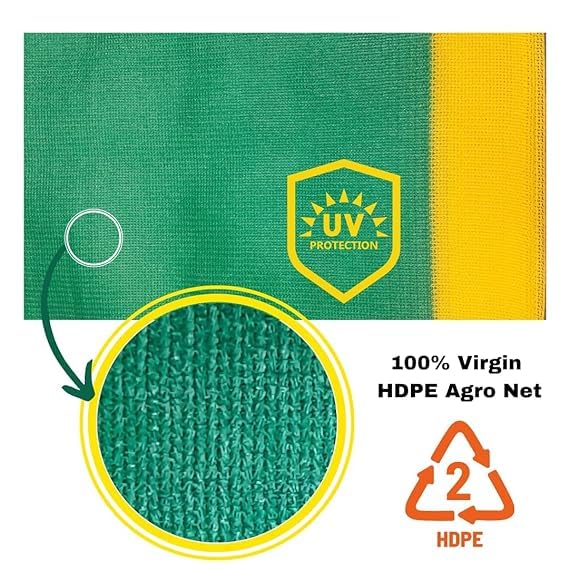 Image of CHANDRAVATI Green Shade Net 75% UV Sun Protected for Terrace, Garden, Green House, Balcony & Gardening Multipurpose Agro net (3m x 25m)
