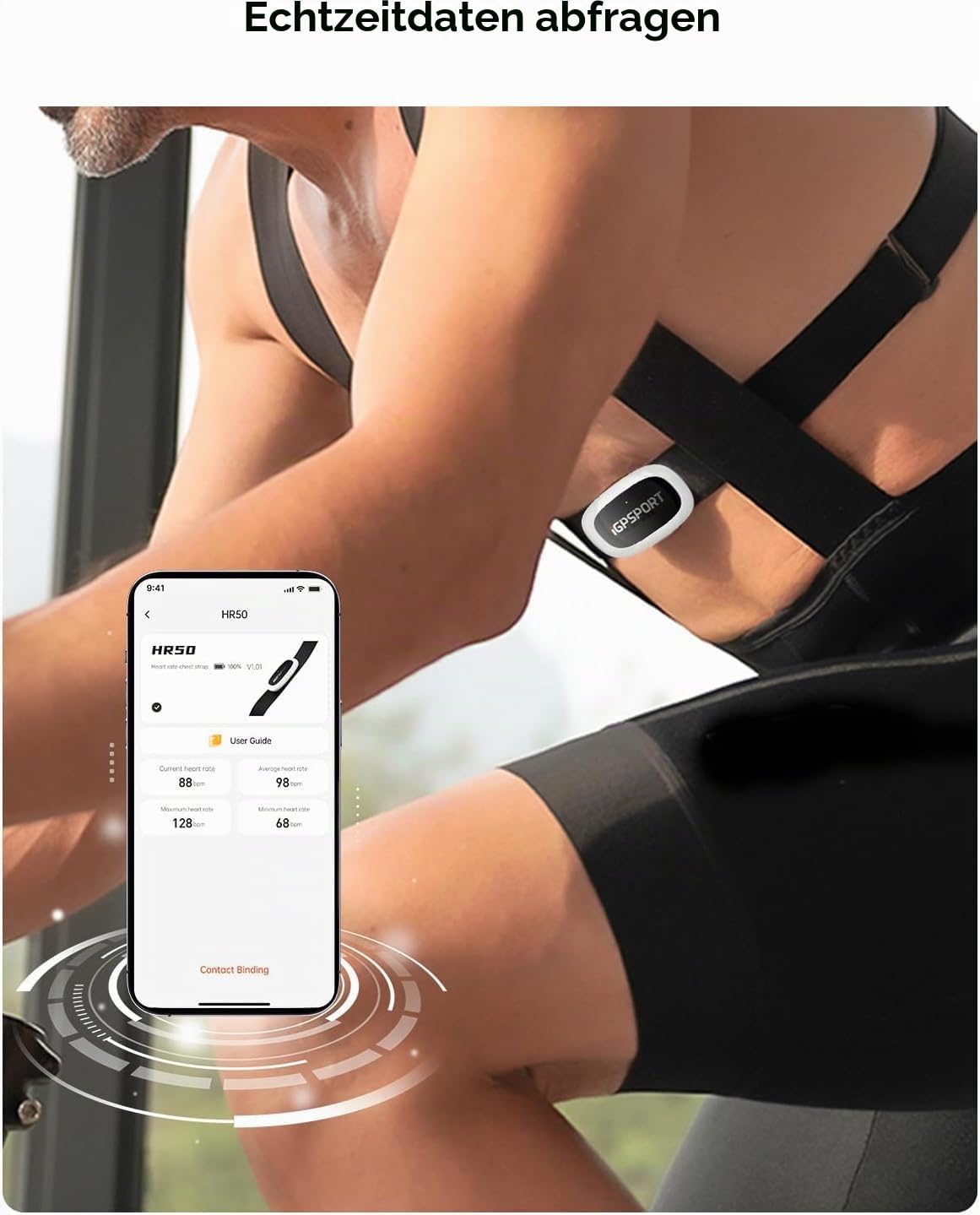 iGPSPORT HR40 Herzfrequenzmesser, Bluetooth & ANT+ mit Brustgurt für Laufen, Radfahren, Fitnessstudio, kompatibel mit Garmin Polar Wahoo