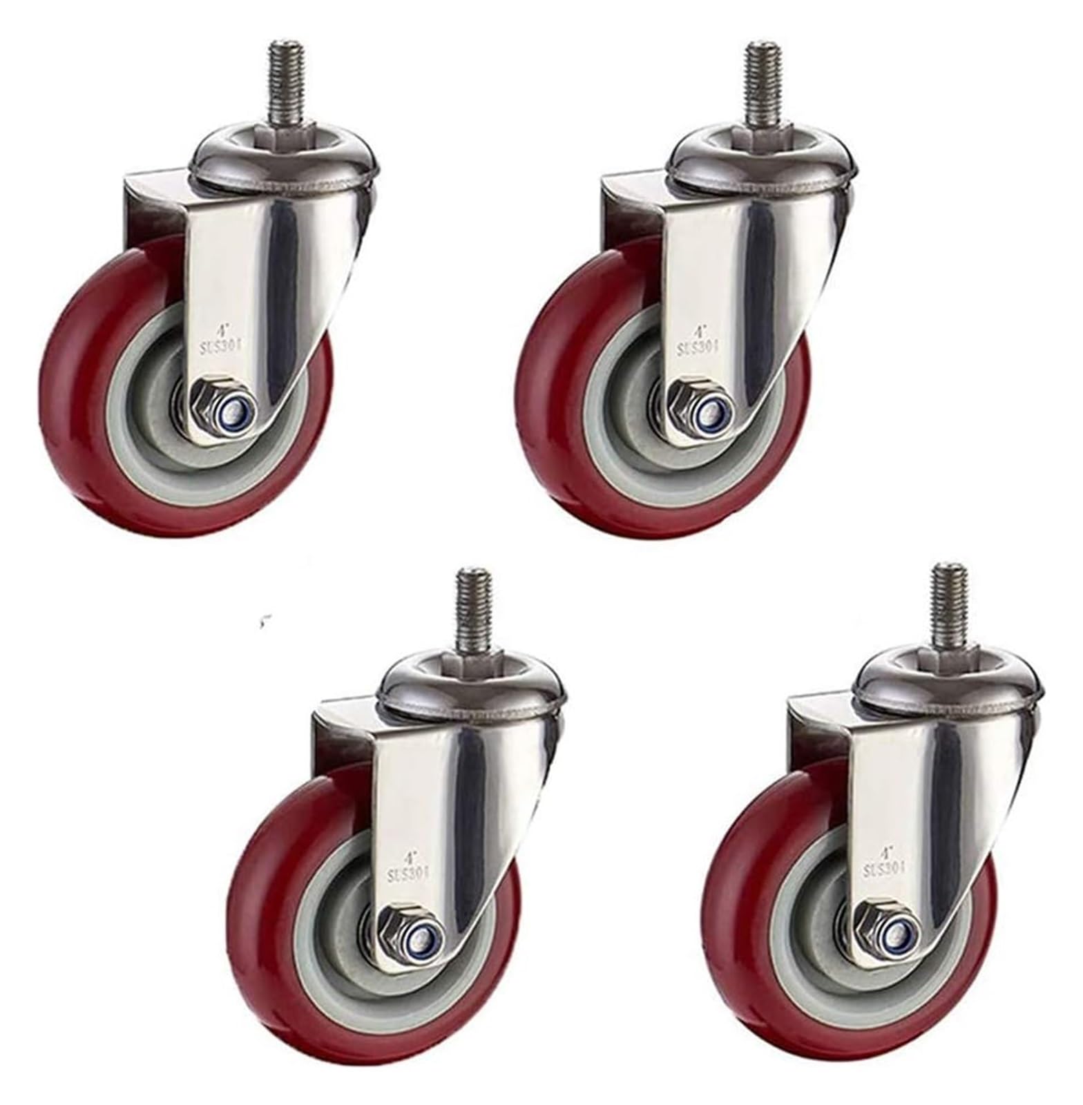 GYRAZXS Heavy Duty Swivel Wheels for Carts & Workbenches Rubber M12 Casters 660 lb Load Capacity 4 Pack 75mm 3in with Brakes for Easy Maneuverability