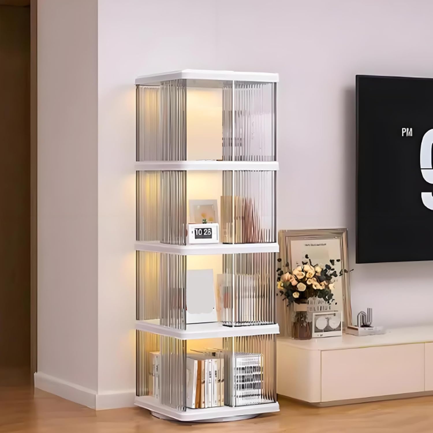 Display Cabinet Toys Display Shelf，Curio Display Cabinet with Glass Doors,Storage Shelves with Acrylic Glass Door, Bookshelf Showcase for Living Room,Collectibles Cabinet Display Shelf, Larg