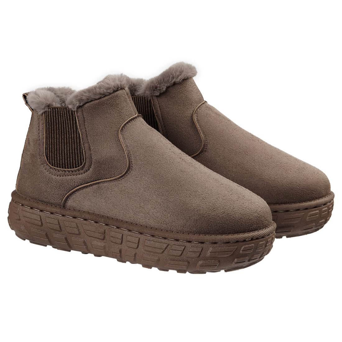 Harssidanzar Womens Suede Plush Ankle Boots with Faux Fur Lining EVA Sole Winter Boots CL205US