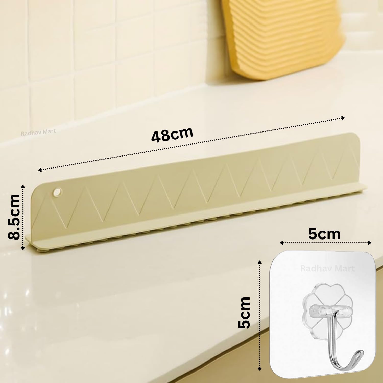 Radhav Mart Sink Splash Guard | Silicone Countertop Suction Barrier | Kitchen Water Splash Protector | Anti-Splash Shield | Flexible Water Blocking Strip | Kitchen Tools & Accessories 4