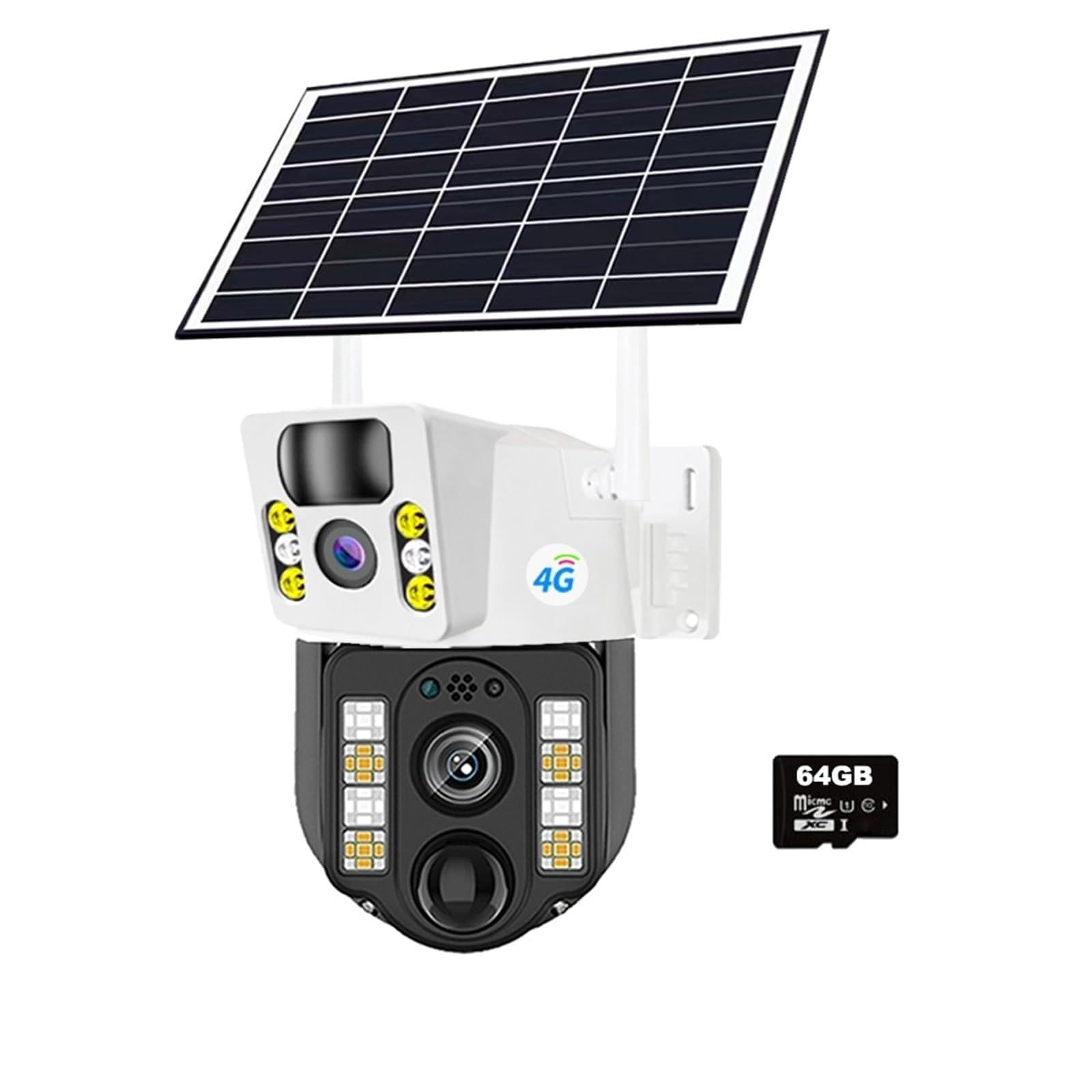 JVDDI 4K 8MP Dual Lens Solar 4G WiFi Camera Wireless Battery Low Powered IP Camara PIR Motion Detect External CCTV Video Surveillence(64GB Card)