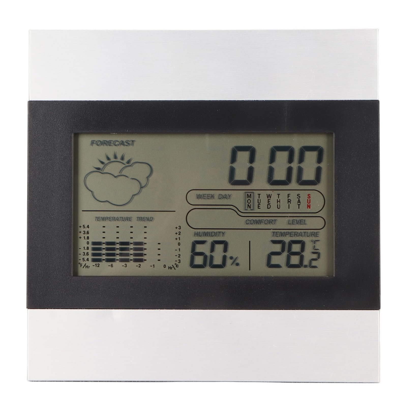 Respicefinem Digital Weather Clock Temperature Humidity Display Aluminum Shell Digital Alarm Clock Desktop Wall Hanging for Home Office