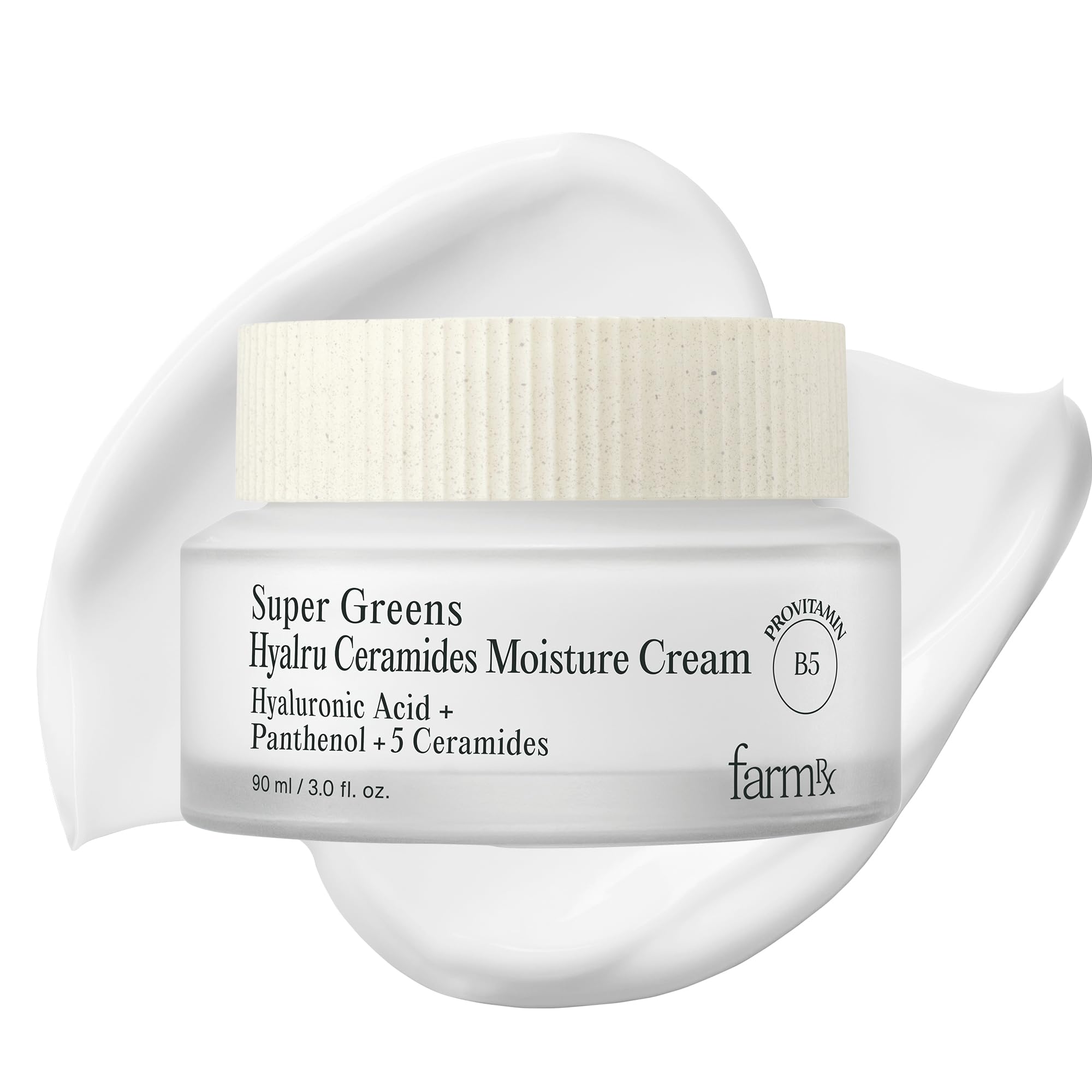 Farm Rx Super Greens Hyalru Ceramides Moisture Cream (3fl oz) - Rich Moisturizer, Strengthen Moisture Barrier, Deep Hydration. Korean Skin Care.