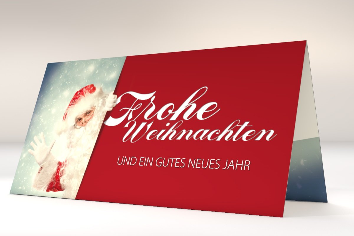 Weihnachtskarten Set | DerWeihnachtsmann| 100 Motivpapier DIN LANG | 100 Briefumschläge | Kuverts OHNE FENSTER im DIN LANG-Format | Karten Set