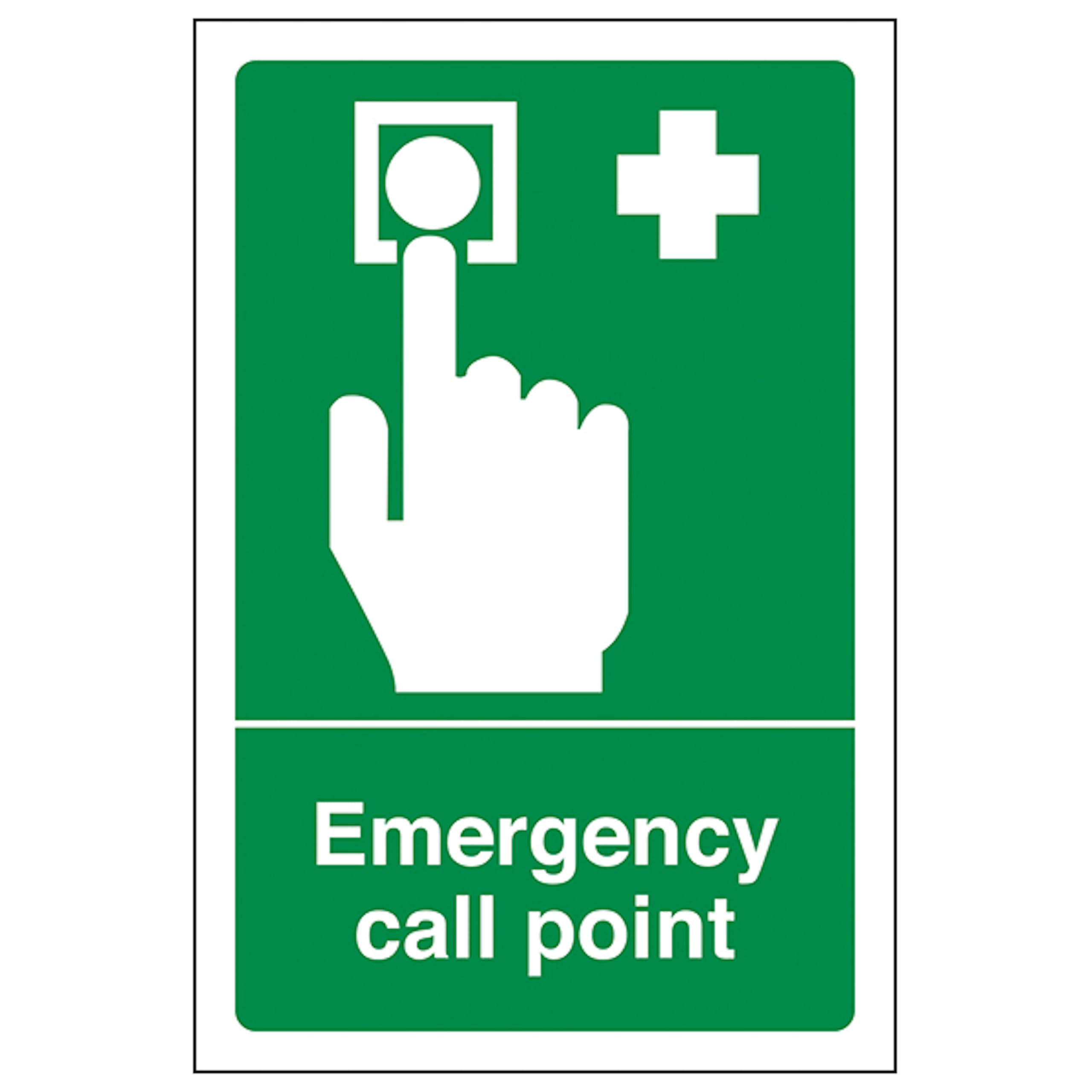 V Safety Emergency Call Point - Portrait 100 x 150 mm - 2mm Rigid Plastic Safety Sign